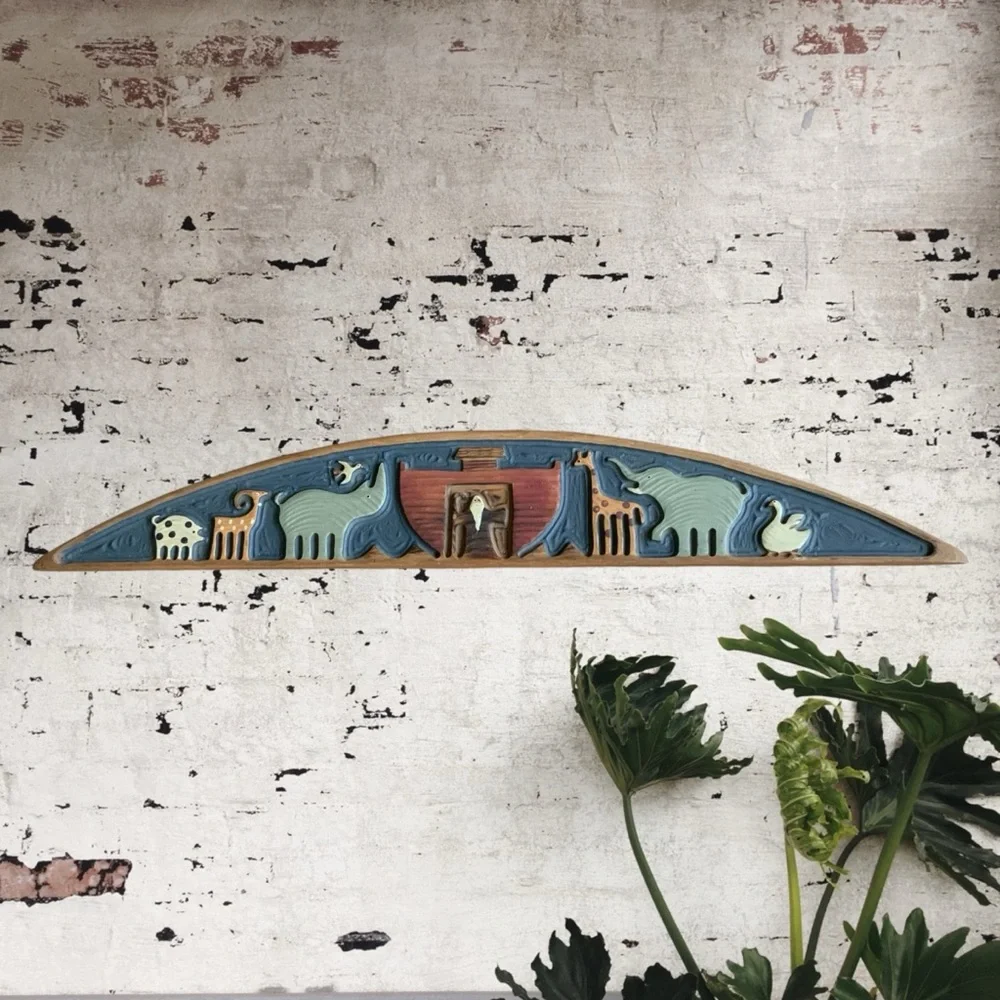 Hand Carved Wood Noah’s Ark Wall Hanging, Door Topper, By Chicken Creek Folk Art - Picture 8 of 12